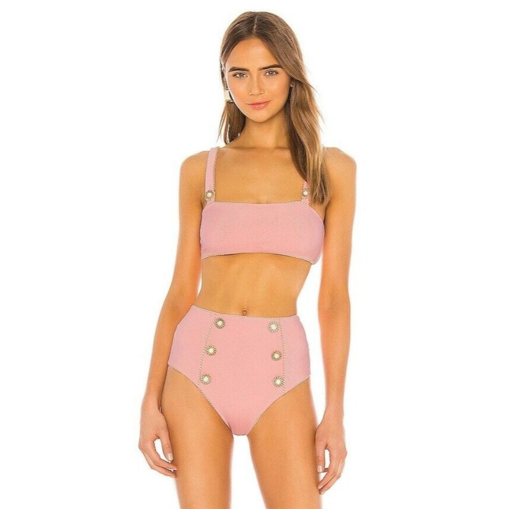 JONATHAN SIMKHAI Piped Luxe Strap Bikini Top M